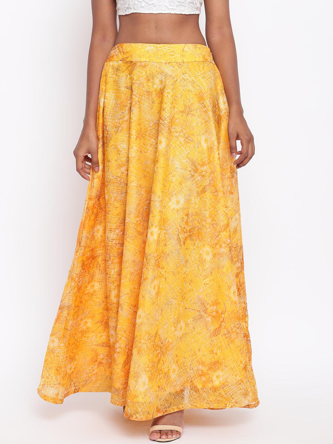 trueBrowns Yellow Foil Organza Skirt