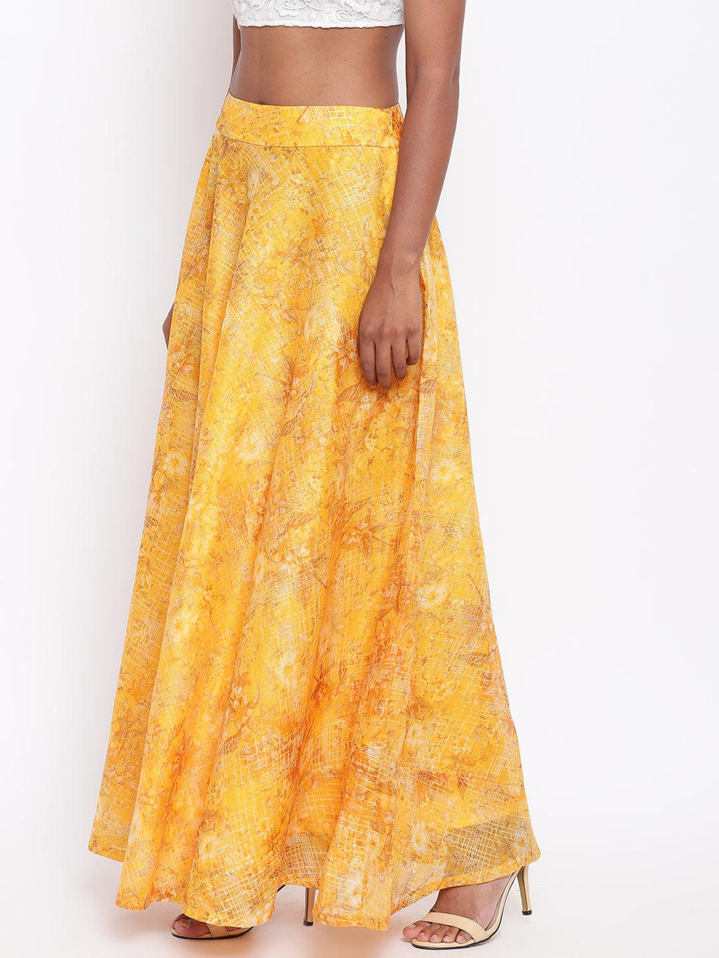 trueBrowns Yellow Foil Organza Skirt