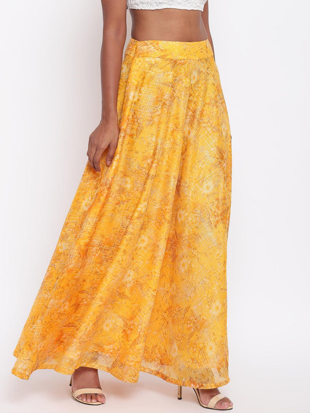 trueBrowns Yellow Foil Organza Skirt