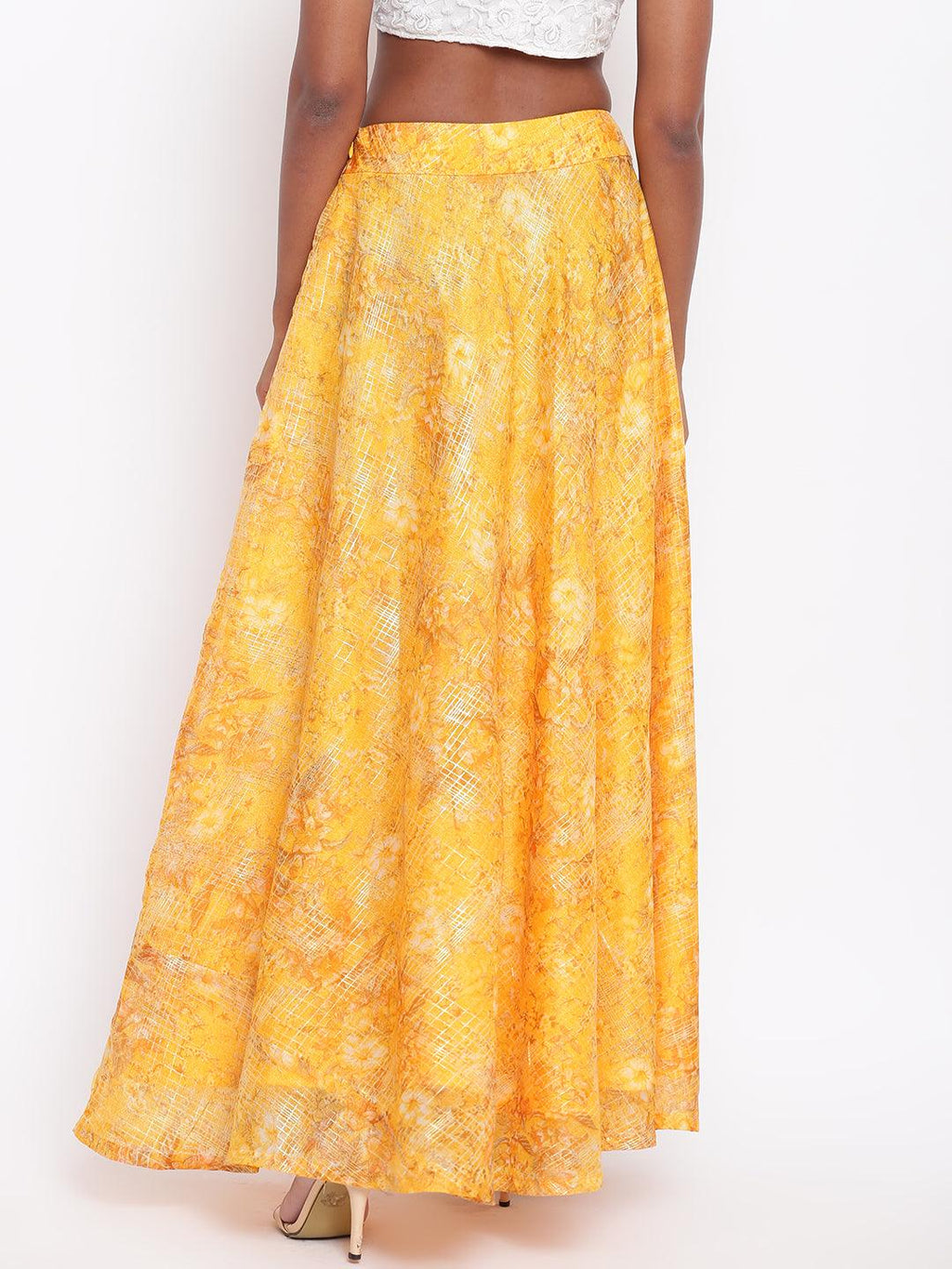 trueBrowns Yellow Foil Organza Skirt