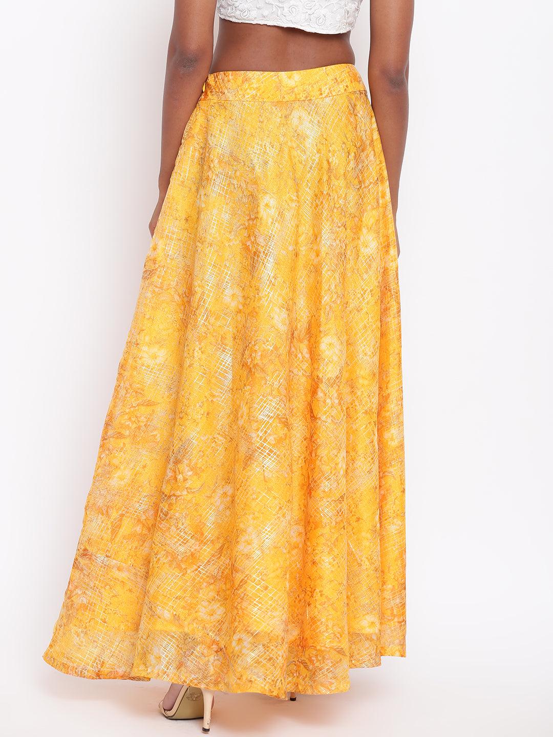 trueBrowns Yellow Foil Organza Skirt