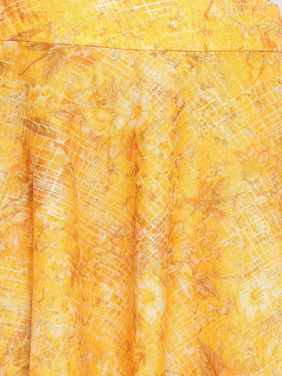 trueBrowns Yellow Foil Organza Skirt