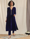 trueBrowns Blue Velvet Gota Kurta