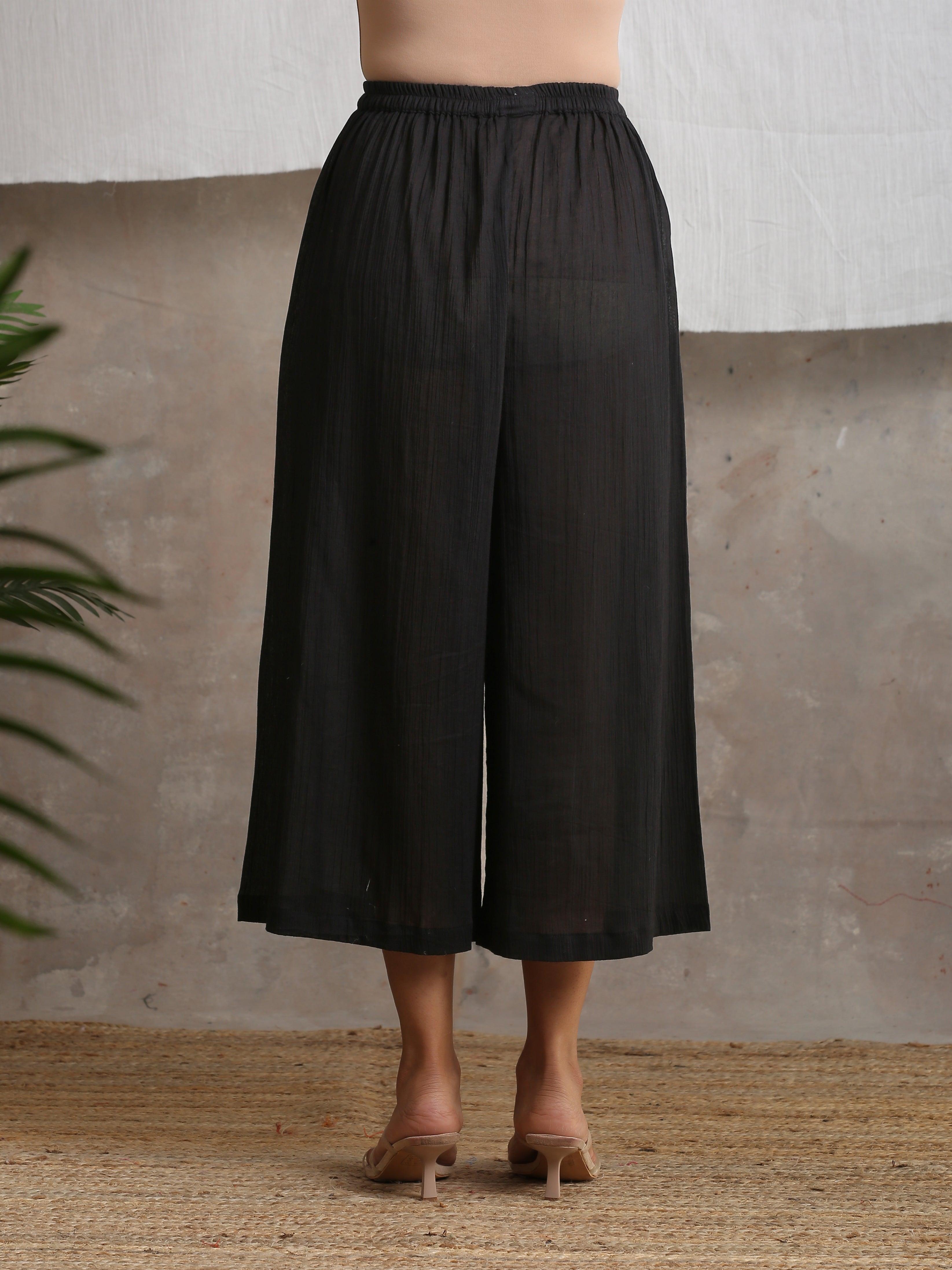 trueBrowns Crinkle Palazzo - Black