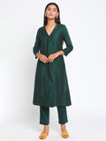 trueBrowns Green Silk Angrakha Set
