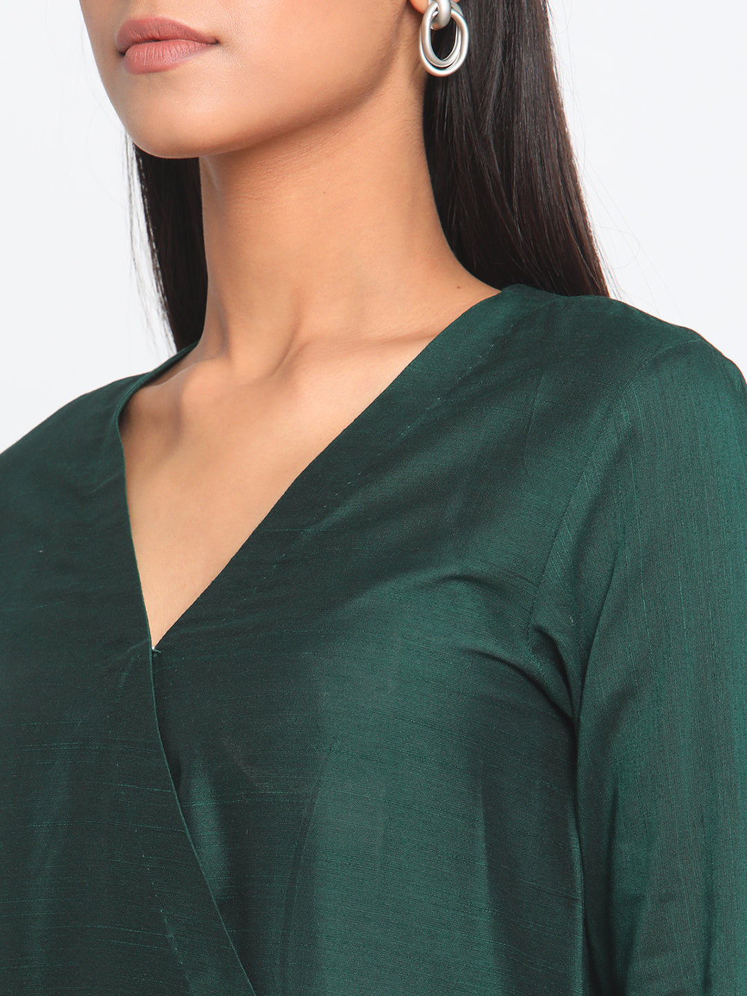 trueBrowns Green Silk Angrakha Set