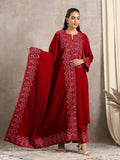 trueBrowns Red Velvet Embroidered Shawl