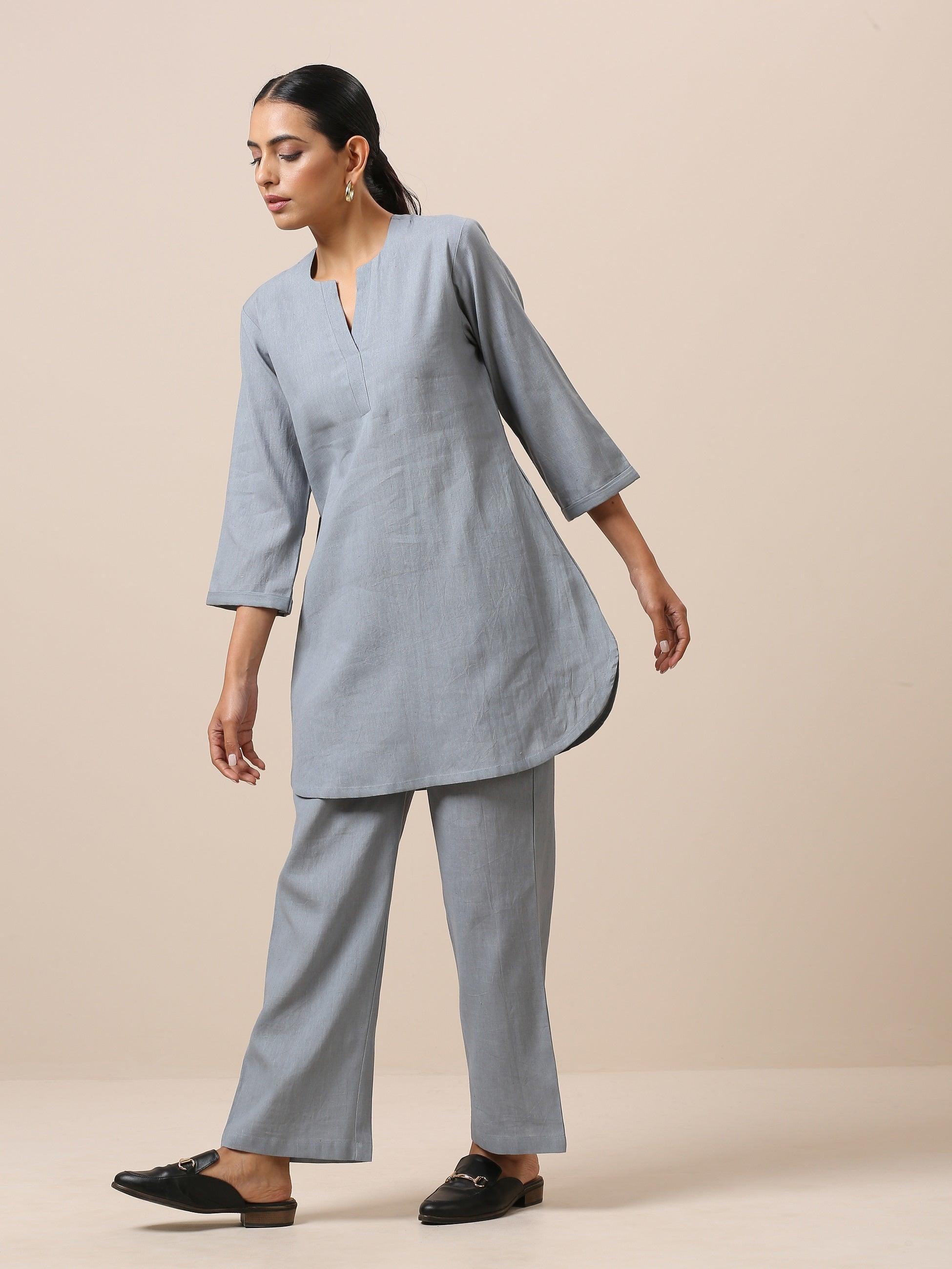 trueBrowns Cotton Steel Blue Short Co-Ord Set | Relove