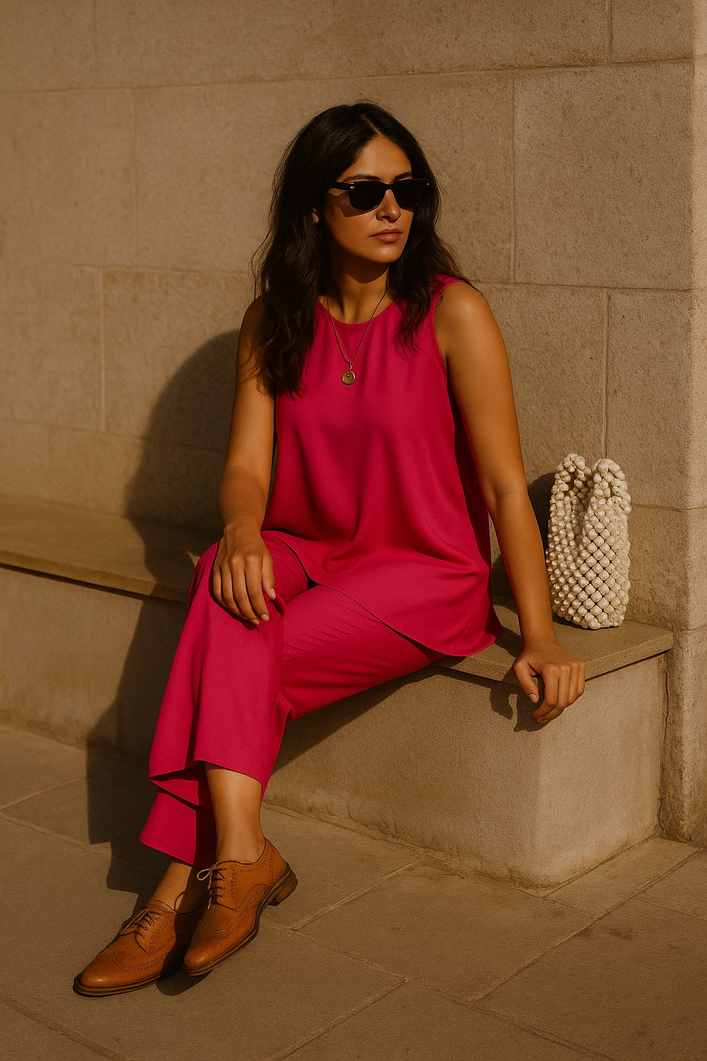 trueBrowns Pink Viscose Co-ord Set