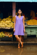 trueBrowns Lilac Cotton Blend Short Dress