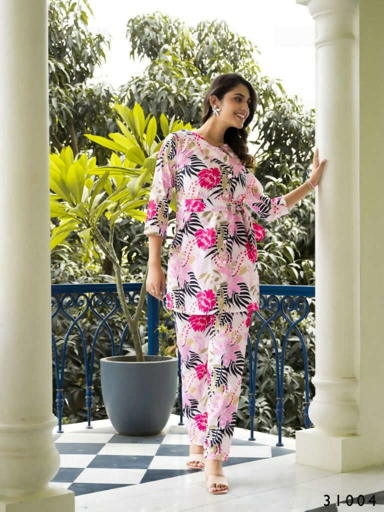 Casual Fashionable Multi Muslin Cotton co-ord set - Manya