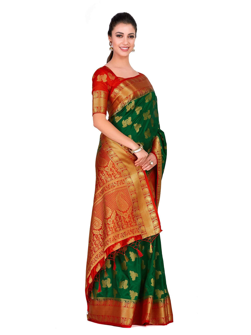 Mimosa Women's Green Kanchipuram Silk Saree