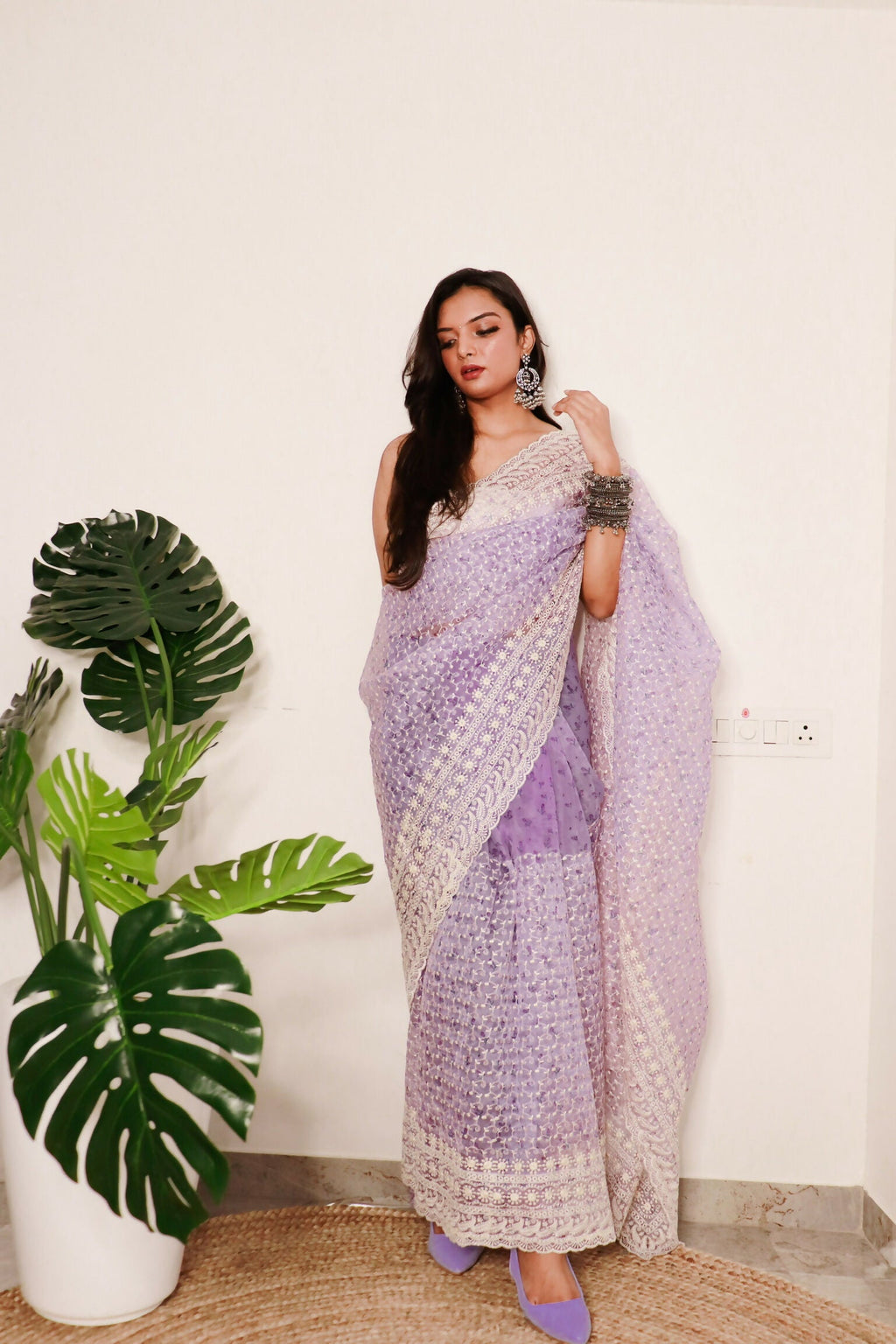 Vamsee Divya Lavender Organza Saree