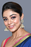 Joban Fashion Women Kundan Pearl Golden White Earrings