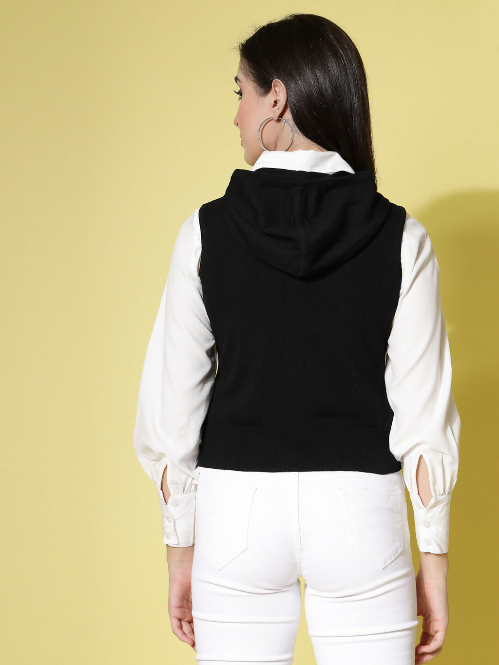 Women Winter Black Cotton Cardigan - Wool Trees