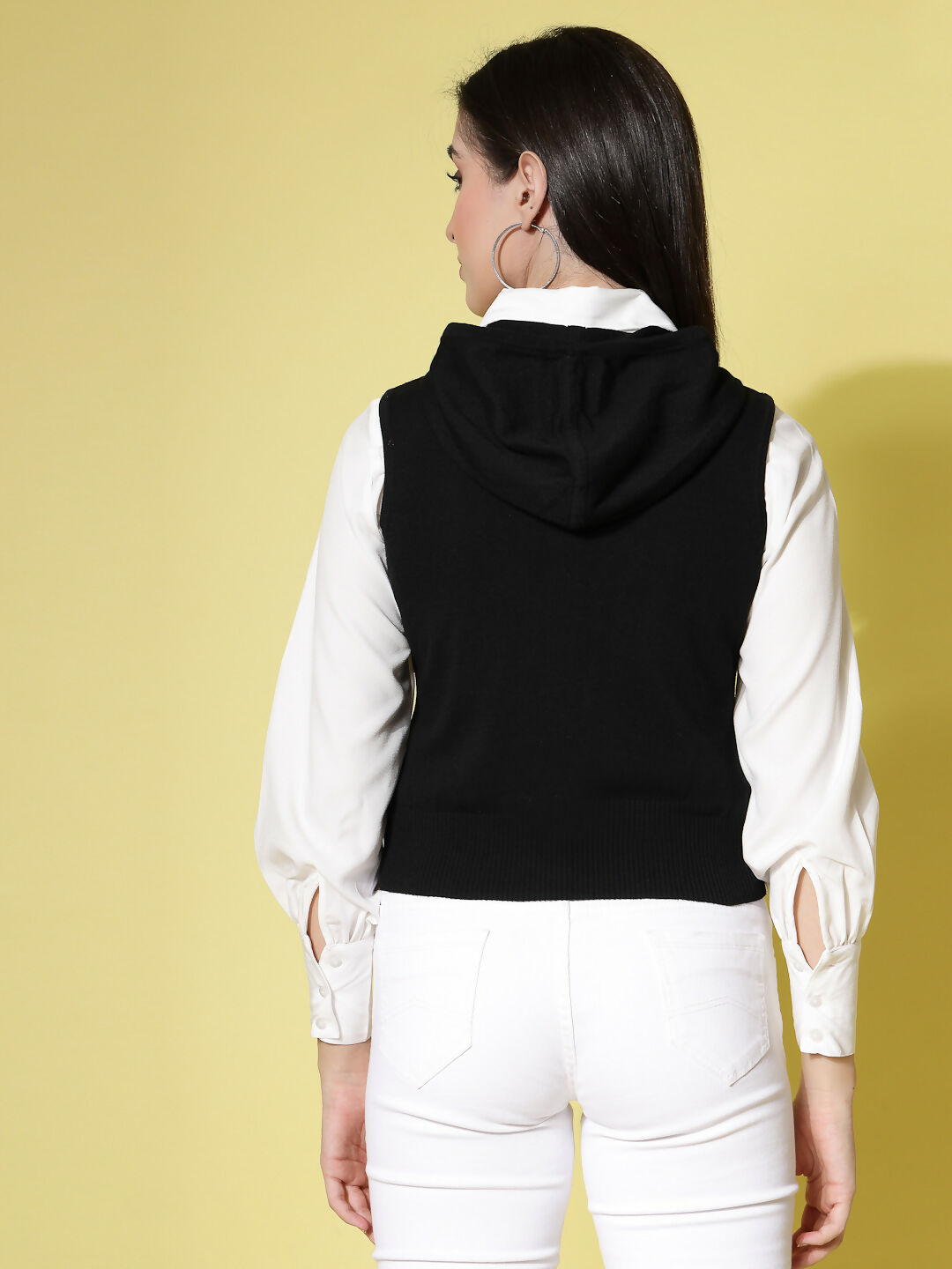 Women Winter Black Cotton Cardigan - Wool Trees
