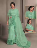 Pink Colored Net Embroidered Saree With Unstitched Blouse - Norita Raissa