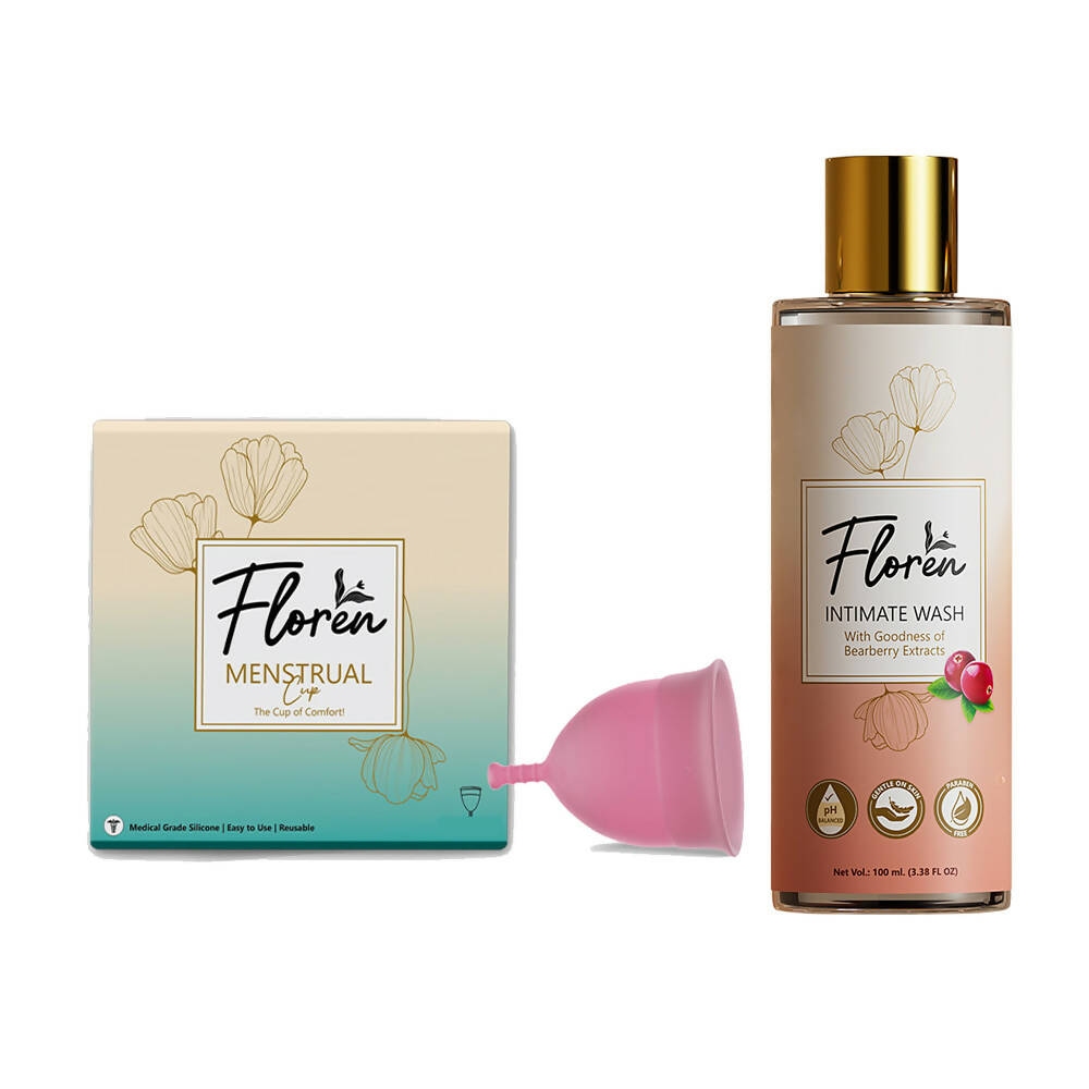 Floren Reusable Menstrual Cup with Intimate Wash for Women