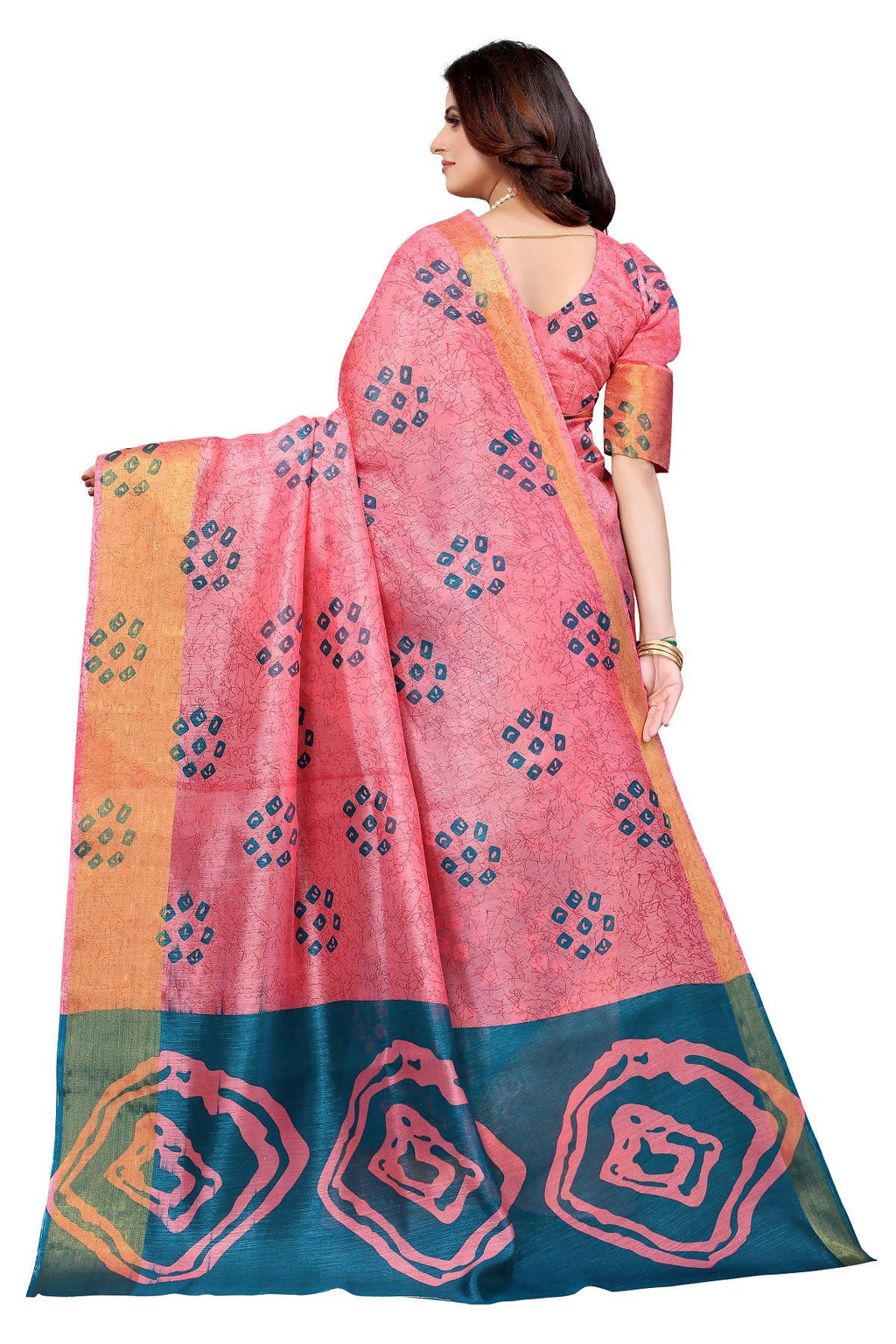 Vamika Ethnic Fire Rama Jari Border Linen Saree