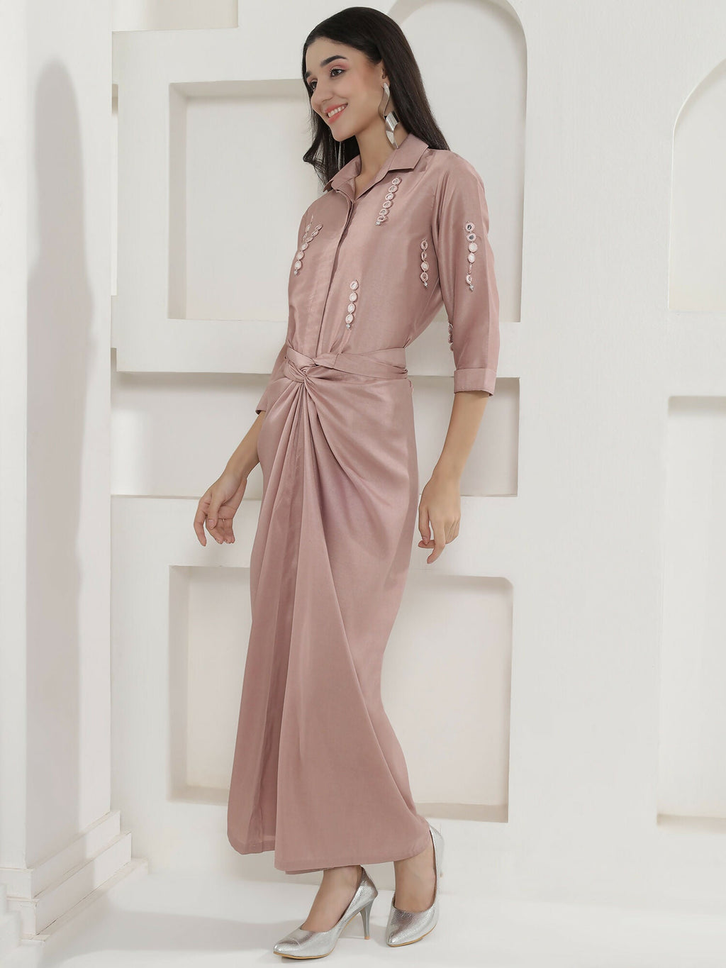 Joban Fashion Rose Gold Tie Knot Skirt Set