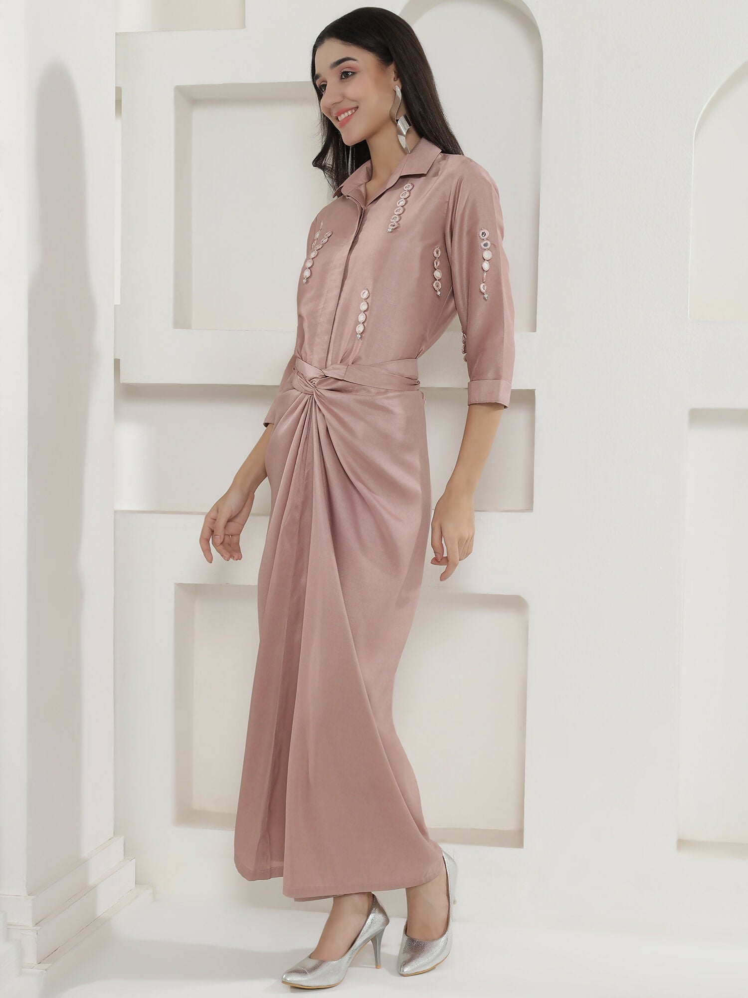 Joban Fashion Rose Gold Tie Knot Skirt Set