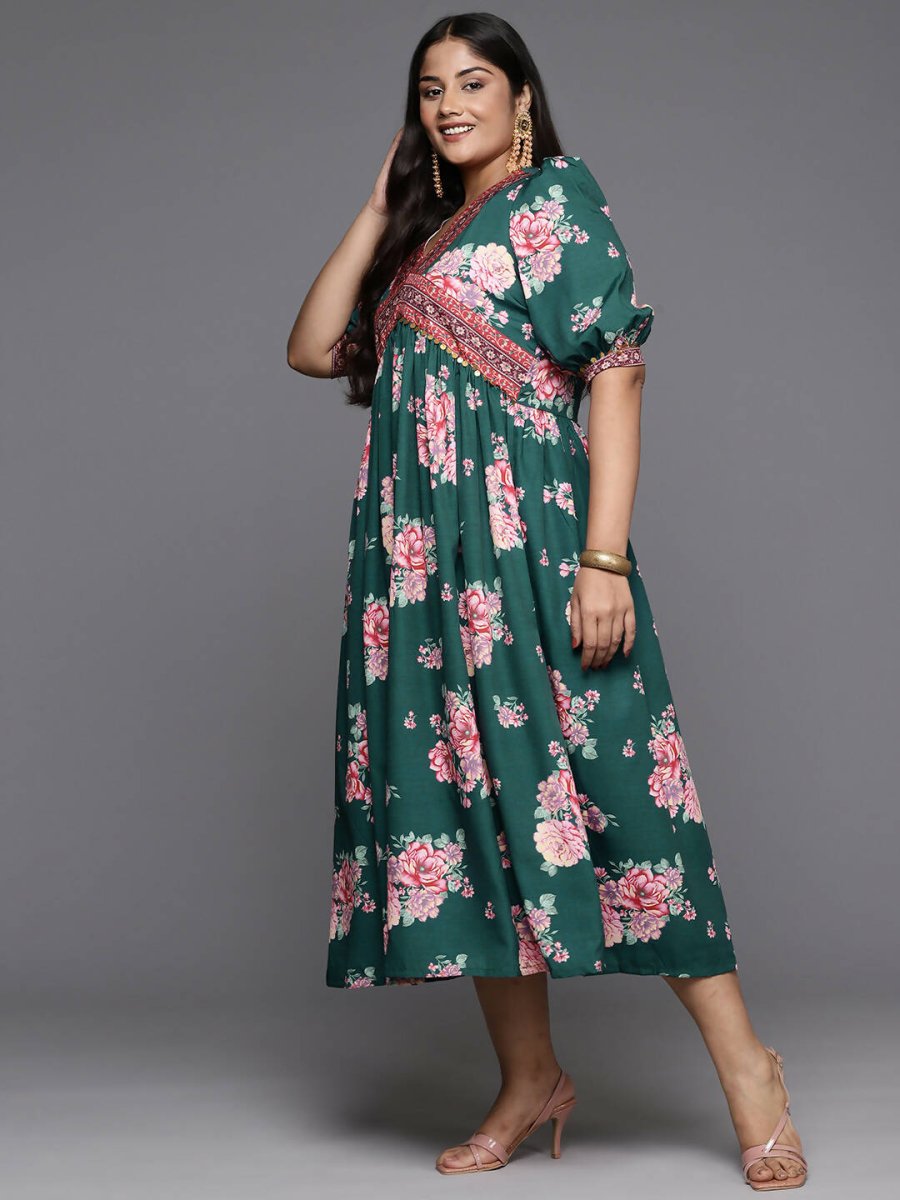 Ahalyaa Women's Traditional wear Ethnic Dress - Green