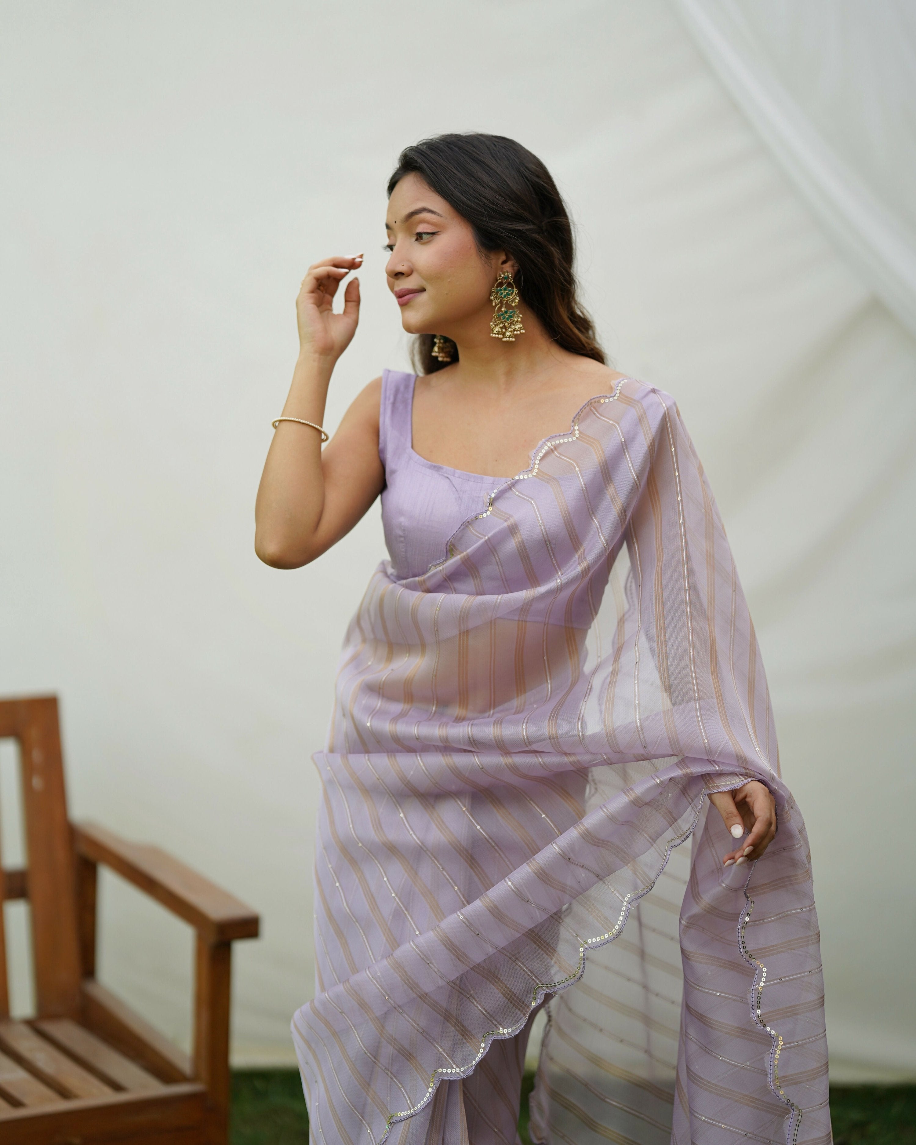 Vamsee Vijaysitara Lavender Organza Saree