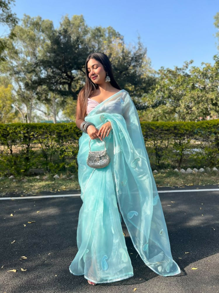 Vamsee Samriddhi Blue Organza Saree
