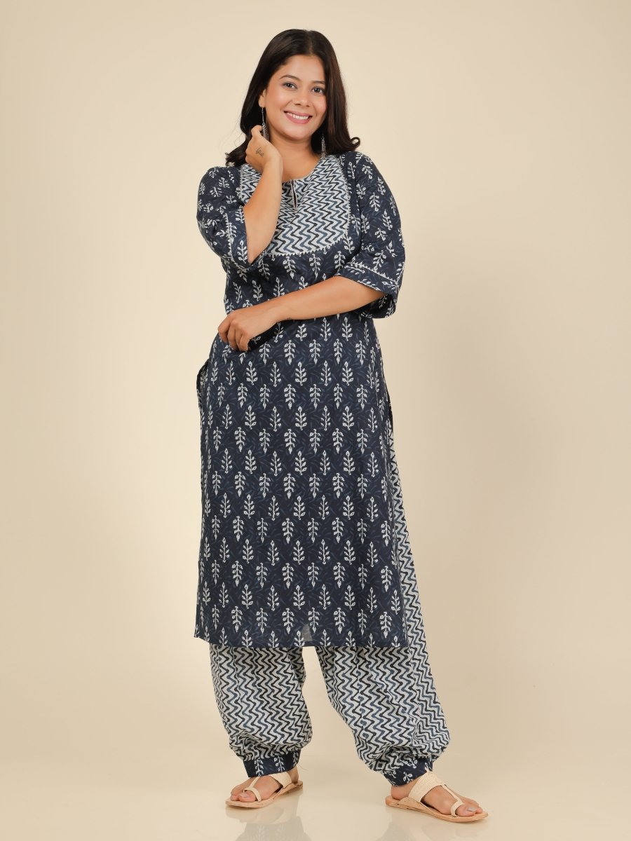 Aramya Straight Soft Cotton Block Print Women's Kurta - Blue