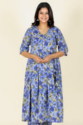 Aramya A-line Soft Cotton Gold foil Print Women's Kurta - Blue