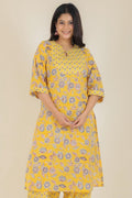 Aramya Straight Soft Cotton Floral Print Women's Kurta - Yellow