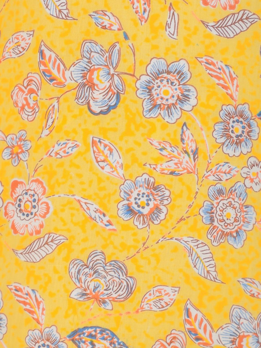 Aramya Straight Soft Cotton Floral Print Women's Kurta - Yellow