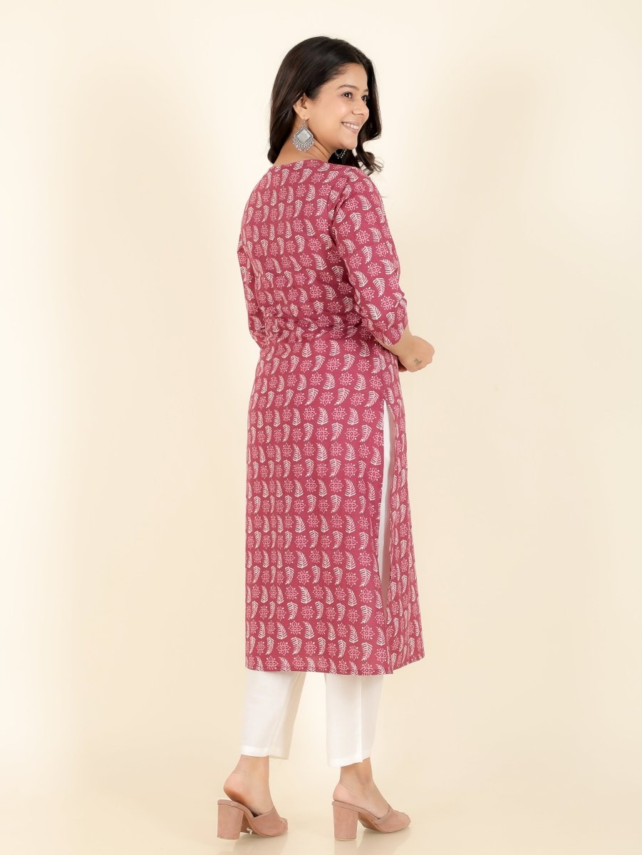 Aramya Straight Soft Cotton Abstract Print Women's Kurta - Red