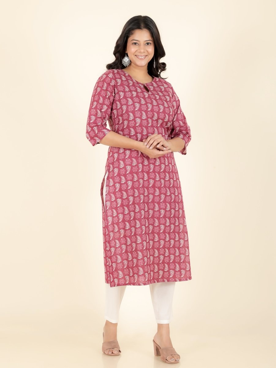 Aramya Straight Soft Cotton Abstract Print Women's Kurta - Red