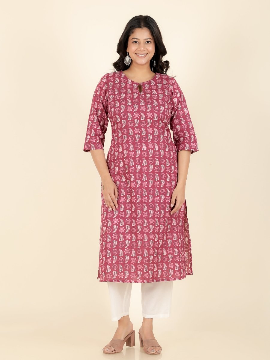 Aramya Straight Soft Cotton Abstract Print Women's Kurta - Red