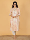 Aramya Straight Soft Cotton Floral Print Women's Kurta - Off White