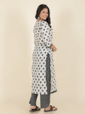 Aramya Straight Soft Cotton Ikat Print Women's Kurta - White