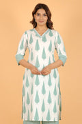 Aramya Straight Soft Cotton Floral Print Women's Kurta - White