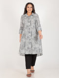 Aramya High Low Soft Cotton Patchwork Print Women's Kurta Set - Black