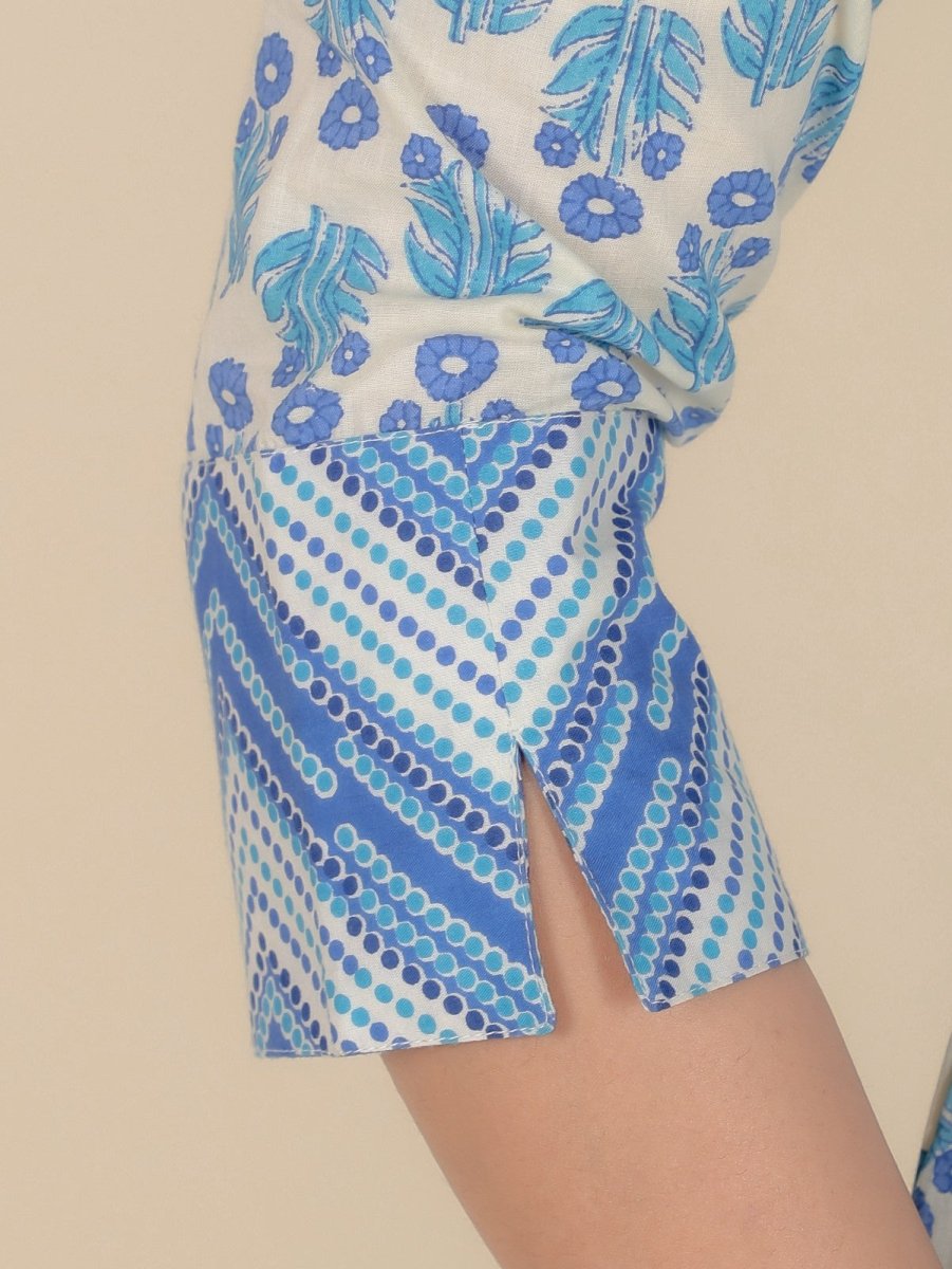 Aramya Straight Soft Cotton Floral Print Women's Kurta - White