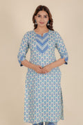 Aramya Straight Soft Cotton Floral Print Women's Kurta - White