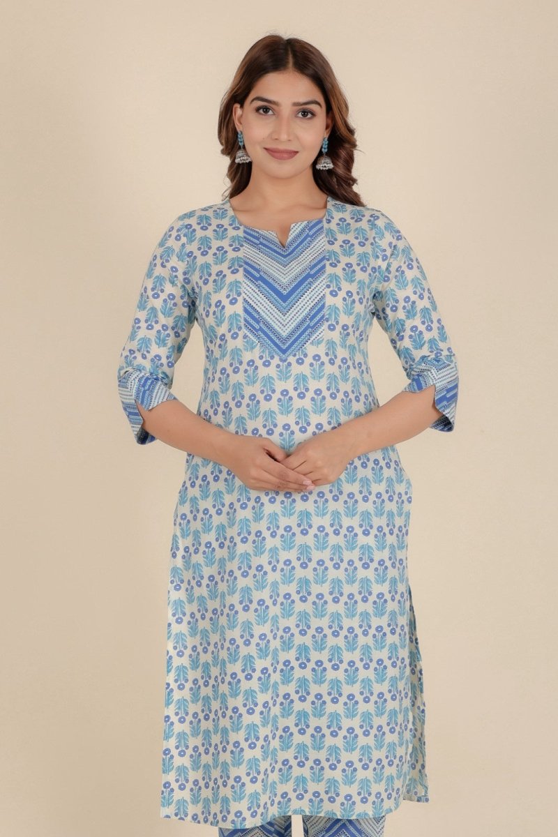 Aramya Straight Soft Cotton Floral Print Women's Kurta - White