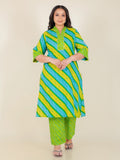 Aramya Straight Soft Cotton Bandhani Print Women's Kurta Set - Green