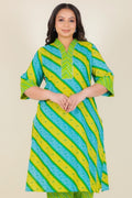Aramya Straight Soft Cotton Bandhani Print Women's Kurta - Green
