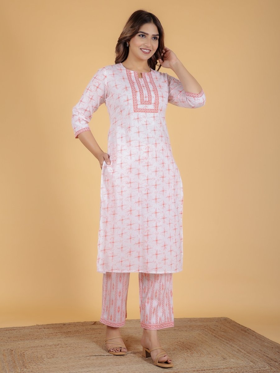Aramya Straight Soft Cotton Geometric Print Women's Kurta - Orange