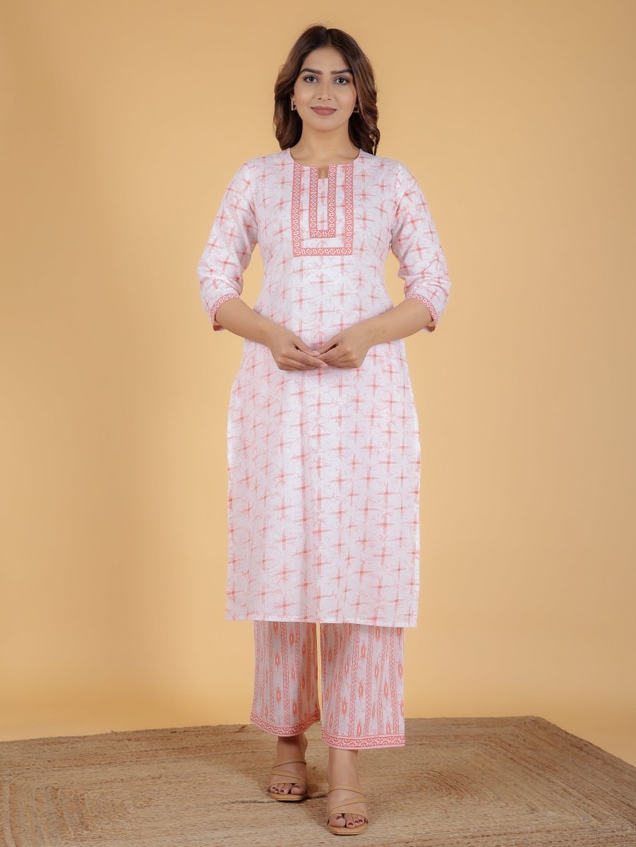 Aramya Straight Soft Cotton Geometric Print Women's Kurta - Orange
