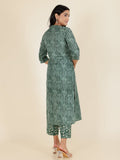Aramya Straight Soft Cotton Striped Print Women's Kurta - Green