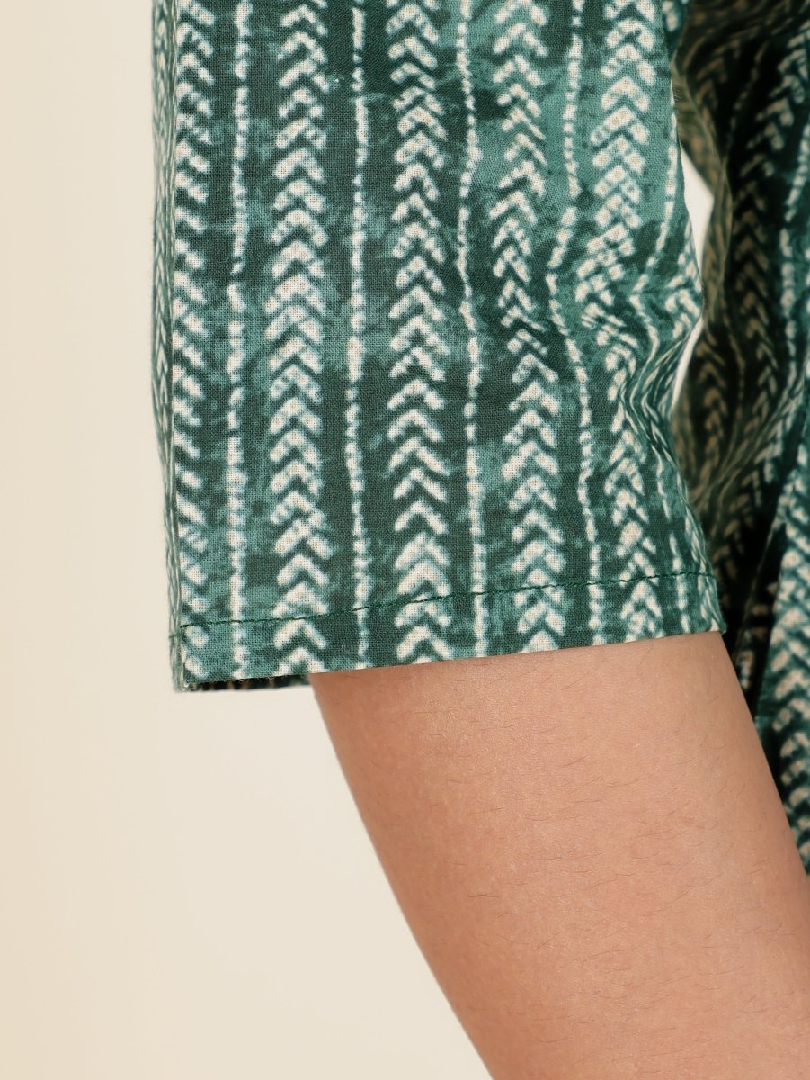 Aramya Straight Soft Cotton Striped Print Women's Kurta - Green