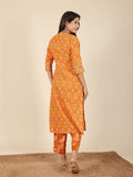 Aramya Straight Soft Cotton Geometric Print Women's Kurta - Yellow