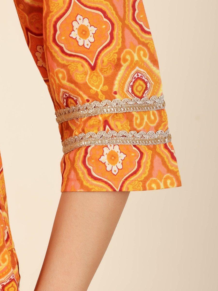 Aramya Straight Soft Cotton Geometric Print Women's Kurta - Yellow